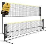 BOULDER Portable Badminton Net Set - for Tennis, Soccer Tennis, Pickleball, Kids Volleyball - Easy Setup Nylon Sports Net with Poles (Black/Yellow, 10 FT)