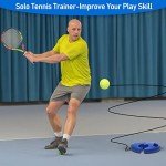 WIWAPLEX Tennis Trainer Rebound Ball with String Solo Tennis Training Kit Portable Tennis Practice Rebounder Equipment Training Tools with Long Elastic Rope for Adults, Kids, Beginners