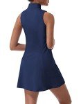 Tennis Dress for Women, Tennis Golf Dresses with Built in Shorts and Pockets for Sleeveless Workout Athletic Dresses Dark Blue