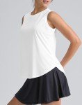 SANTINY Women's Sleeveless Workout Tops Breathable Lightweight Active Tennis Yoga Shirts Athletic Running Tank Tops for Women (White_L)