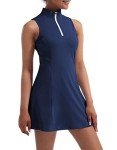 Tennis Dress for Women, Tennis Golf Dresses with Built in Shorts and Pockets for Sleeveless Workout Athletic Dresses Dark Blue