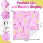4 Soft Tennis Towels - 15 x 17 Inch, Absorbent, Fast Drying, Funny Prints with Carabiner Clip - Tennis Gift for Women, Men, Team Sports Accessories