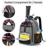 DSLEAF Tennis Bag for Men/Women to Hold 2 Rackets, Tennis Backpack with Seperate Shoe Space for Tennis Sport