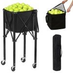 Coolcapis Tennis Ball Hopper Pickleball Removable Waterproof Basket with Carry Bag, Wheel Locks for Tennis Coaches Players Schools Clubs, Tennis Court Equipment/Accessory (165 Balls Capacity)