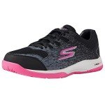 Skechers Women's Viper Court Pickleball Shoes, Black/Pink