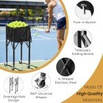 Coolcapis Tennis Ball Hopper Pickleball Removable Waterproof Basket with Carry Bag, Wheel Locks for Tennis Coaches Players Schools Clubs, Tennis Court Equipment/Accessory (165 Balls Capacity)