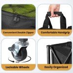 Coolcapis Tennis Ball Hopper Pickleball Removable Waterproof Basket with Carry Bag, Wheel Locks for Tennis Coaches Players Schools Clubs, Tennis Court Equipment/Accessory (165 Balls Capacity)