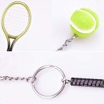 Ancefine 12 Pieces Mini Tennis Racket Keychains Key Ring Alloy Tennis Ball Split Ring Keychains Tennis Trinkets Accessory for Tennis Sport Lover Gift,6 Color