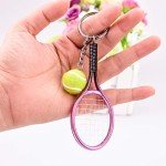 Ancefine 12 Pieces Mini Tennis Racket Keychains Key Ring Alloy Tennis Ball Split Ring Keychains Tennis Trinkets Accessory for Tennis Sport Lover Gift,6 Color
