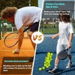HolyMaji Cylindrical Tennis Ball Hopper Collector Pickleball Balls Retriever Basket Tennis Ball Picker Upper for Easy Picking and Storage Metal Container Holds 24 Tennis Balls Training Caddy (Black)