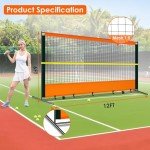 ORIENGEAR Tennis Rebound Practice Wall - 12ft x 6ft Rebounder Net for Tennis & Racquet Sports Ball & Pickleball, Training Tennis Backboard Net for Court Backyard and Indoor & Outdoor Training