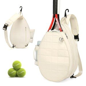 KAVIGOR Tennis Bag, Tennis Backpack Holds 2 Rackets, Quilted Crossbody Sling Bag, Waterproof Pickleball Bags with Safety Pocket for Women and Men