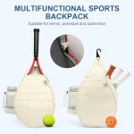 KAVIGOR Tennis Bag, Tennis Backpack Holds 2 Rackets, Quilted Crossbody Sling Bag, Waterproof Pickleball Bags with Safety Pocket for Women and Men