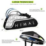 UNIHIMAL Tennis Bag for Men Women Holds 3 Rackets， Large Capacity Racquet Bags with Protective Pad, Removeable Shoulder Strap
