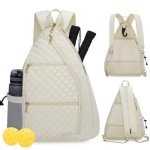 Sucipi Women's Reversible Quilted Crossbody Sling Bag - Pickleball Backpack with Fence Hook - Holds Paddles, Pickleballs & Accessories