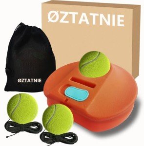Tennis Practice Rebounder Tennis Trainer Set with String 3 Replacement Rebound Balls Solo Tennis Trainer Tennis Practice Training Tool Portable Tennis Practice Equipment with Mesh Bag for Beginner Pro