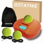 Tennis Practice Rebounder Tennis Trainer Set with String 3 Replacement Rebound Balls Solo Tennis Trainer Tennis Practice Training Tool Portable Tennis Practice Equipment with Mesh Bag for Beginner Pro