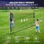 BAGAIL Badminton Net, Foldable Sports Net 10 FT/ 14 FT/ 17 FT Wide, Height Adjustable Net Set with Carry Bag for Tennis, Pickleball or Pool Volleyball - 10ft, Red