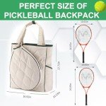 CCGTIOR 2-in-1 Tennis Tote Bag & Tennis Racket Backpack – Extra-Large Quilted Pickleball Racquet Bags, Water-Resistant & Lightweight for Men & Women (White)