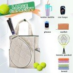 CCGTIOR 2-in-1 Tennis Tote Bag & Tennis Racket Backpack – Extra-Large Quilted Pickleball Racquet Bags, Water-Resistant & Lightweight for Men & Women (White)