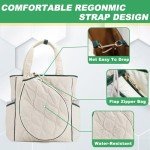 CCGTIOR 2-in-1 Tennis Tote Bag & Tennis Racket Backpack – Extra-Large Quilted Pickleball Racquet Bags, Water-Resistant & Lightweight for Men & Women (White)