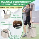 CCGTIOR 2-in-1 Tennis Tote Bag & Tennis Racket Backpack – Extra-Large Quilted Pickleball Racquet Bags, Water-Resistant & Lightweight for Men & Women (White)