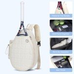 KAVIGOR Tennis Bag Holds 2 Rackets, Quilted Tennis Backpack, Waterproof Crossbody Sling Pickleball Bags for Women, Men and Youth