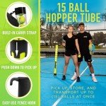Franklin Sports Tennis + Padel Ball Hopper Tube - (15) Tennis Ball Picker Upper Tube - Hopper + Picker for Quick Pickup + Storage - Practice + Training Equipment - Balls Not Included