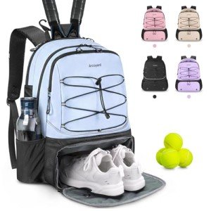 Arcoyard Tennis Bag, Large Tennis Bags For Women, Tennis Backpack with Ventilated Shoe Compartment and Insulated Pocket, Hold 2 Tennis Pickleball Rackets, Tennis Pickleball Balls and More, Blue