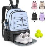 Arcoyard Tennis Bag, Large Tennis Bags For Women, Tennis Backpack with Ventilated Shoe Compartment and Insulated Pocket, Hold 2 Tennis Pickleball Rackets, Tennis Pickleball Balls and More, Blue