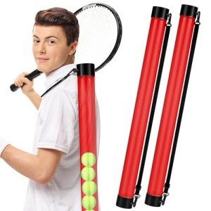 Lenwen 2 Pcs Tennis Ball Pick up Tube with Shoulder Strap Lightweight Collector Holder 15 Tennis Ball Picker Grabber Retriever Tube Carrier(Rose Red)