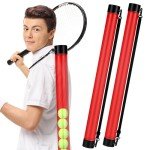 Lenwen 2 Pcs Tennis Ball Pick up Tube with Shoulder Strap Lightweight Collector Holder 15 Tennis Ball Picker Grabber Retriever Tube Carrier(Rose Red)