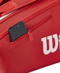 WILSON 2025 Super Tour Red Tennis Racket Bag - Red/White, Holds up to 6 Rackets