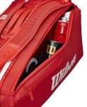 WILSON 2025 Super Tour Red Tennis Racket Bag - Red/White, Holds up to 6 Rackets