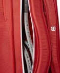 WILSON 2025 Super Tour Red Tennis Racket Bag - Red/White, Holds up to 6 Rackets