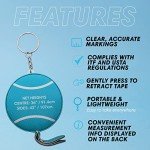 Scoring Right Tennis Net Height Mini Measuring Tape and Keyring, Portable 59 Inch Flexible Measuring Tape for Measuring Tennis Net Height, Blue