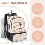 Arcoyard Tennis Bag, Large Tennis Bags For Women, Tennis Backpack with Ventilated Shoe Compartment and Insulated Pocket, Hold 2 Tennis Pickleball Rackets, Tennis Pickleball Balls and More, Beige