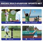 BAGAIL Badminton Net, Foldable Sports Net 10 FT/ 14 FT/ 17 FT Wide, Height Adjustable Net Set with Carry Bag for Tennis, Pickleball or Pool Volleyball - 10ft, Blue