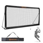 ORIENGEAR Tennis Rebound Practice Wall - 12ft x 6ft Rebounder Net for Tennis & Racquet Sports Ball & Pickleball, Training Tennis Backboard Net for Court Backyard and Indoor & Outdoor Training, Black