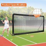 ORIENGEAR Tennis Rebound Practice Wall - 12ft x 6ft Rebounder Net for Tennis & Racquet Sports Ball & Pickleball, Training Tennis Backboard Net for Court Backyard and Indoor & Outdoor Training, Black