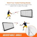 ORIENGEAR Tennis Rebound Practice Wall - 12ft x 6ft Rebounder Net for Tennis & Racquet Sports Ball & Pickleball, Training Tennis Backboard Net for Court Backyard and Indoor & Outdoor Training, Black