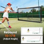 ORIENGEAR Tennis Rebound Practice Wall - 12ft x 6ft Rebounder Net for Tennis & Racquet Sports Ball & Pickleball, Training Tennis Backboard Net for Court Backyard and Indoor & Outdoor Training, Black