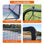 ORIENGEAR Tennis Rebound Practice Wall - 12ft x 6ft Rebounder Net for Tennis & Racquet Sports Ball & Pickleball, Training Tennis Backboard Net for Court Backyard and Indoor & Outdoor Training, Black