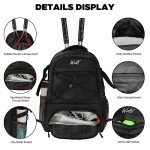 WOLT Tennis Bag - Large Tennis Racket Backpack for Men & Women - Ventilated Shoe Compartment - Holds 2 Rackets
