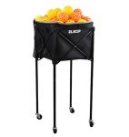 ELKCIP Portable Pickleball & Tennis Ball Hopper with Wheels, Foldable Sports Balls Teaching Cart, Lightweight Softball Caddy, Large Capacity Baseball Basket Carrier for Training