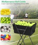 Ardier Foldable Tennis Ball Hopper Cart with Wheels, Portable Pickleball Holder Caddy Holds 175 Tennis Balls or 140 Pickleballs, Lightweight Baseball Basket Collector for Court Training & Coaching,B