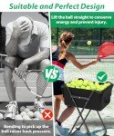 Ardier Foldable Tennis Ball Hopper Cart with Wheels, Portable Pickleball Holder Caddy Holds 175 Tennis Balls or 140 Pickleballs, Lightweight Baseball Basket Collector for Court Training & Coaching,B