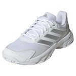 adidas Women's Courtjam Control 3 Tennis Sneaker, White/Silver Metallic/Grey, 7.5
