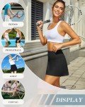 DLOODA Womens Skort Tennis Skirt with Pocket Shorts Mini Golf Skirts High Waisted Athletic Skorts Summer Workout Black