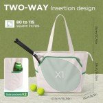SMRITI Tennis Tote Bag Canvas, Large Sports Handbag Tennis Racket Bag for Women, Portable Tennis Racquet Shoulder Bag for Badminton, Pickleball, Padel